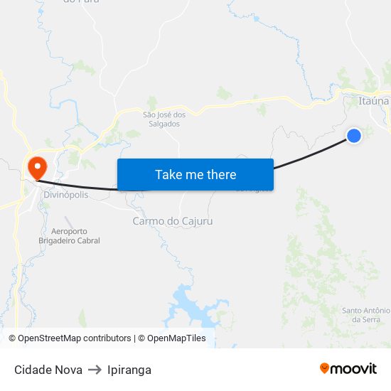Cidade Nova to Ipiranga map