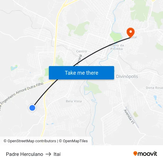 Padre Herculano to Itaí map