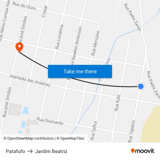 Patafufo to Jardim Beatriz map