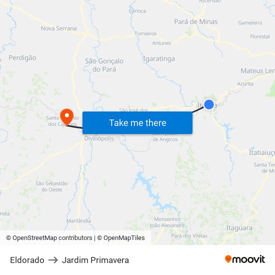 Eldorado to Jardim Primavera map