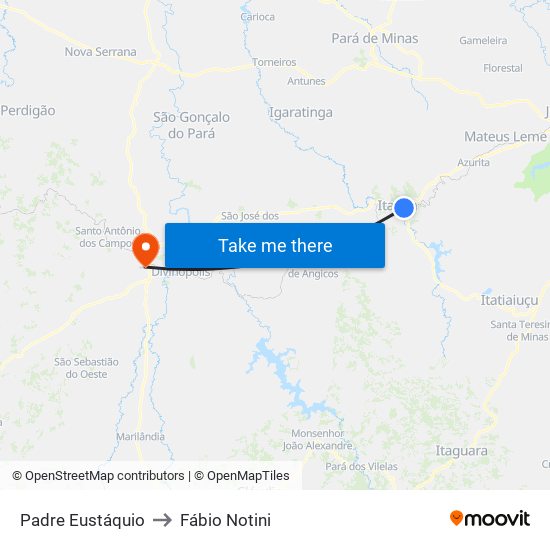 Padre Eustáquio to Fábio Notini map