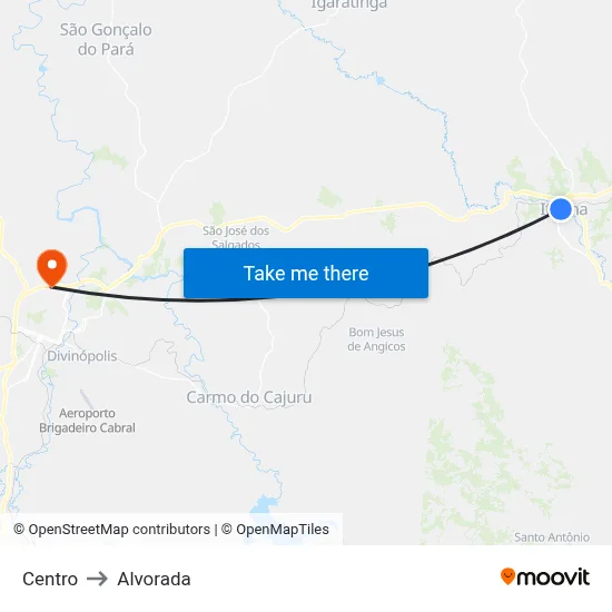 Centro to Alvorada map