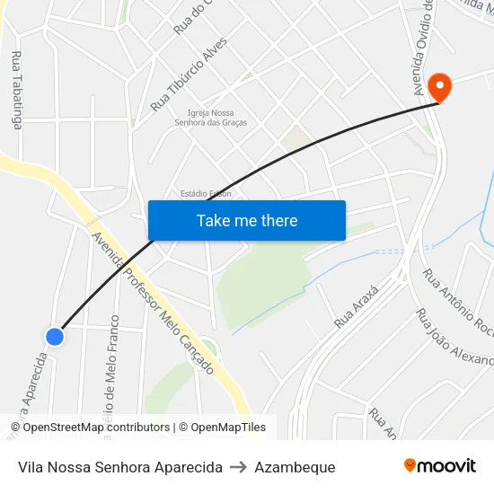Vila Nossa Senhora Aparecida to Azambeque map