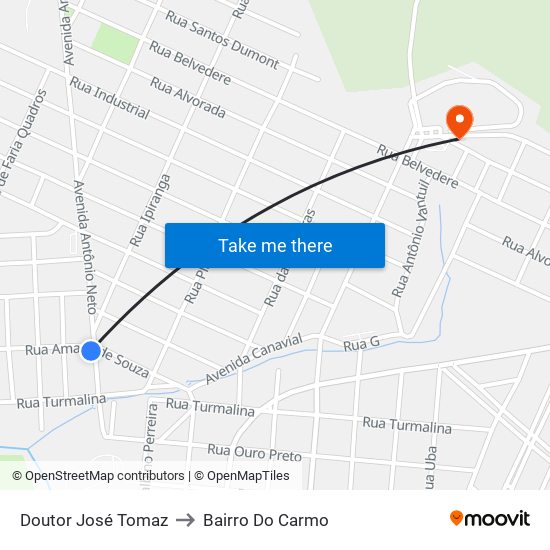 Doutor José Tomaz to Bairro Do Carmo map