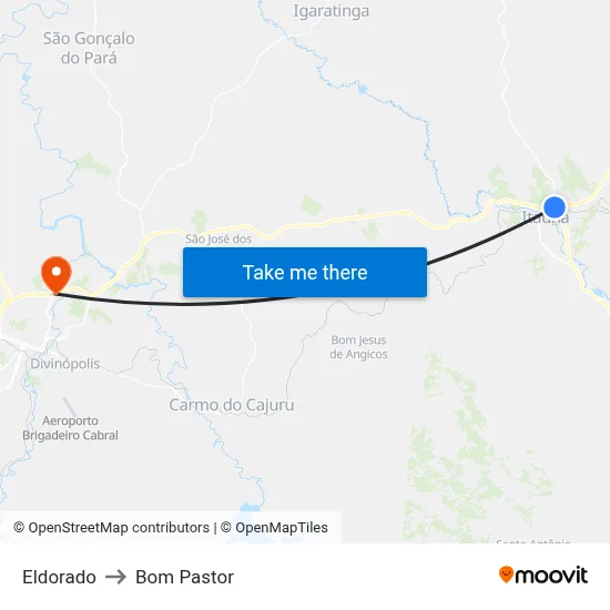 Eldorado to Bom Pastor map