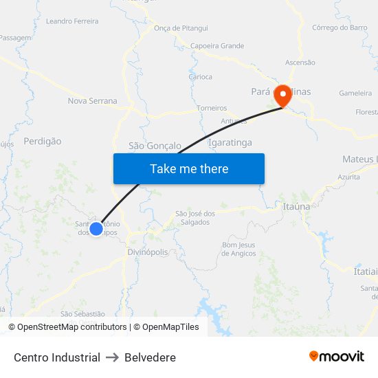 Centro Industrial to Belvedere map