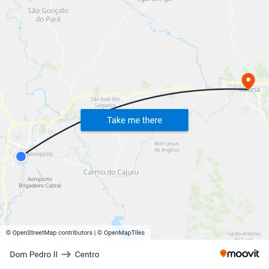 Dom Pedro II to Centro map