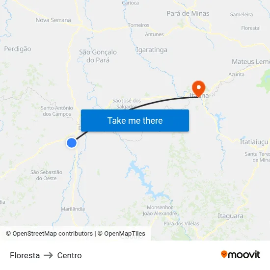 Floresta to Centro map