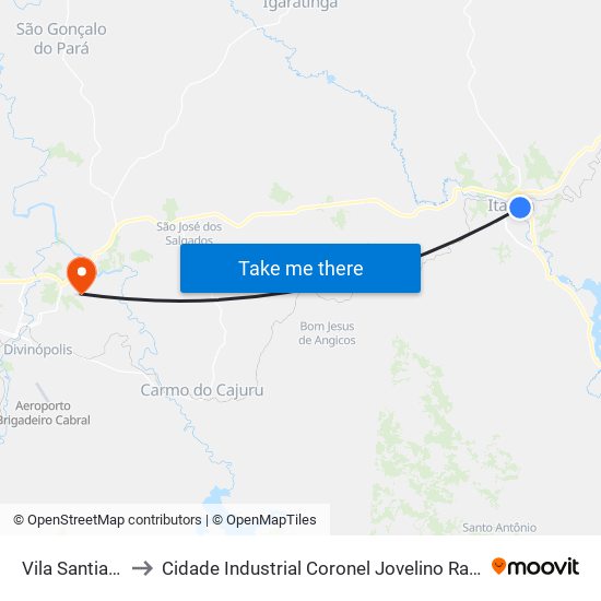 Vila Santiago to Cidade Industrial Coronel Jovelino Rabelo map