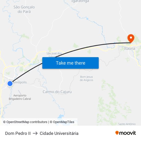 Dom Pedro II to Cidade Universitária map