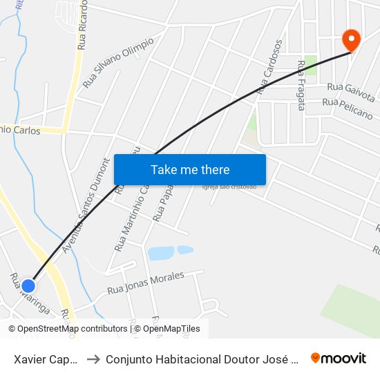 Xavier Capanema to Conjunto Habitacional Doutor José Pereira Campos map