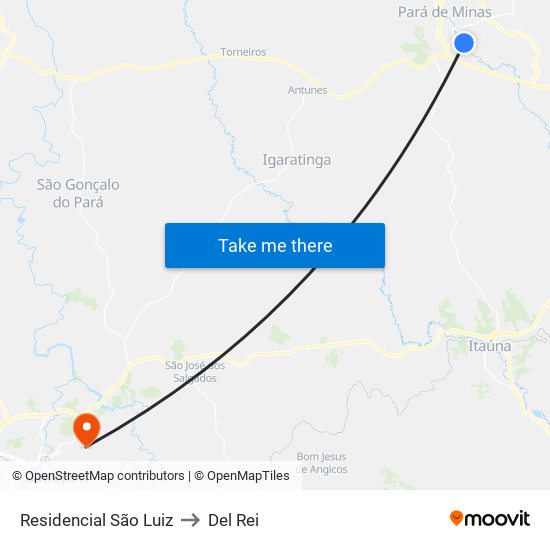 Residencial São Luiz to Del Rei map