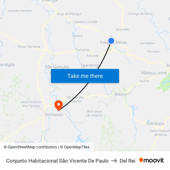 Conjunto Habitacional São Vicente De Paulo to Del Rei map