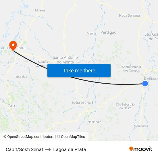 Capit/Sest/Senat to Lagoa da Prata map
