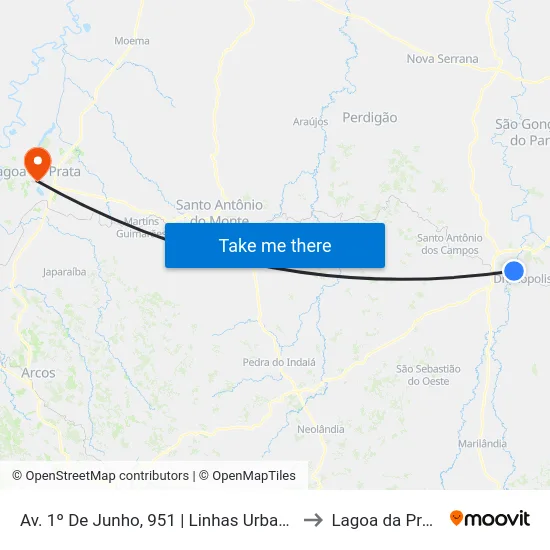 Av. 1º De Junho, 951 | Linhas Urbanas to Lagoa da Prata map