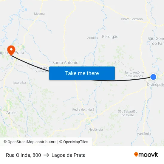 Rua Olinda, 800 to Lagoa da Prata map