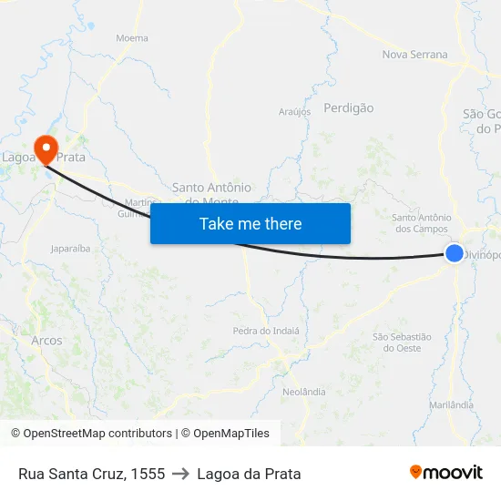 Rua Santa Cruz, 1555 to Lagoa da Prata map