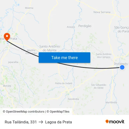 Rua Tailândia, 331 to Lagoa da Prata map