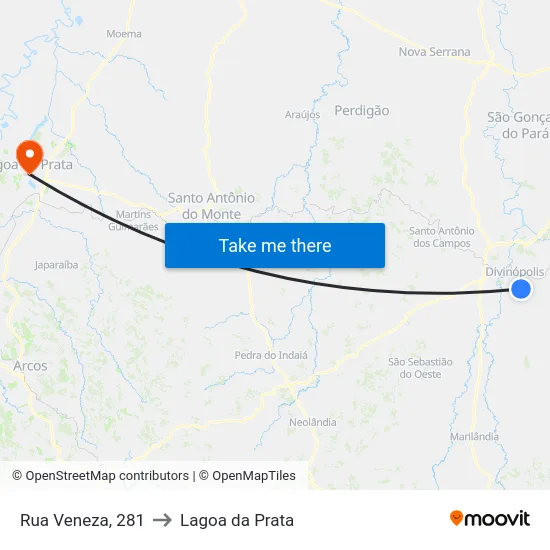 Rua Veneza, 281 to Lagoa da Prata map