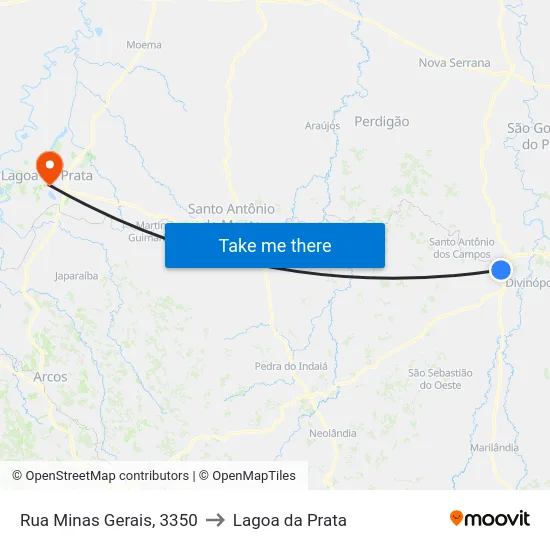 Rua Minas Gerais, 3350 to Lagoa da Prata map