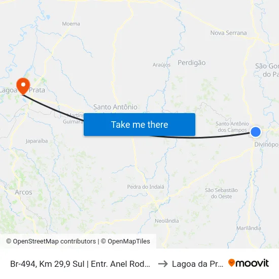 Br-494, Km 29,9 Sul | Entr. Anel Rodoviário to Lagoa da Prata map