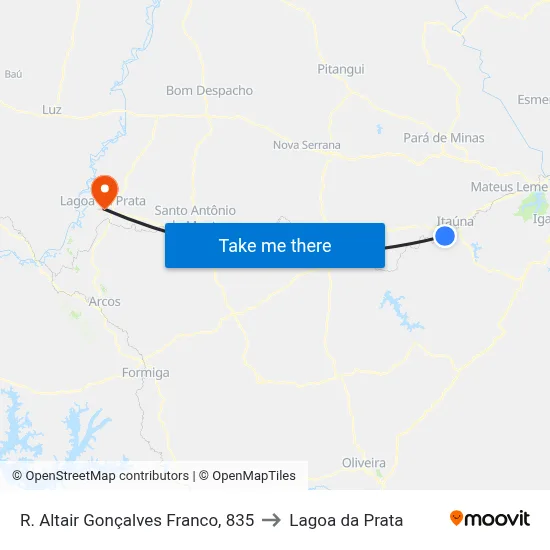 R. Altair Gonçalves Franco, 835 to Lagoa da Prata map