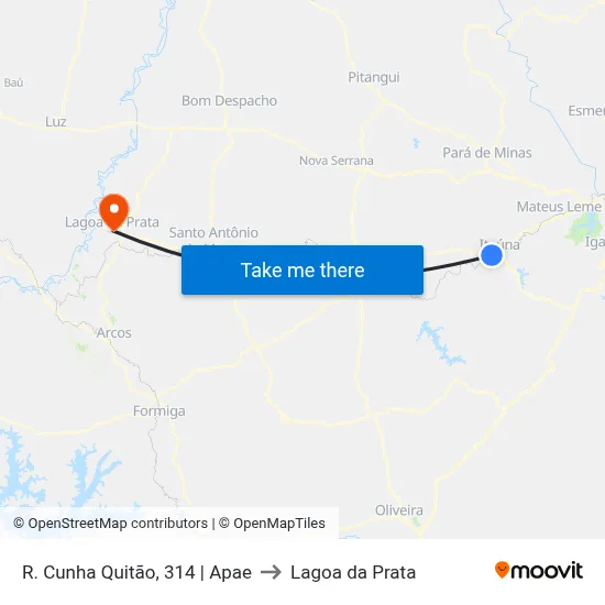 R. Cunha Quitão, 314 | Apae to Lagoa da Prata map