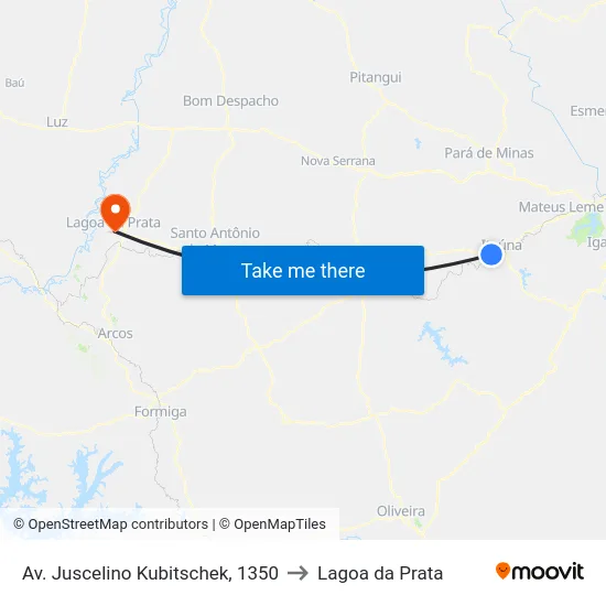 Av. Juscelino Kubitschek, 1350 to Lagoa da Prata map