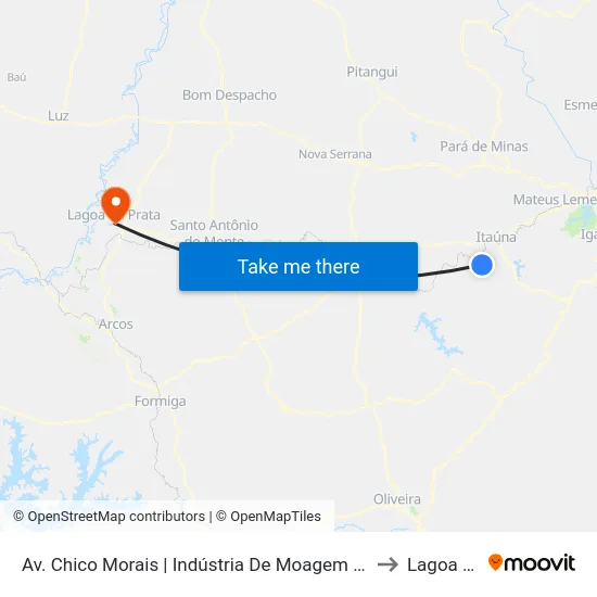 Av. Chico Morais | Indústria De Moagem De Milho - Sentido Cachoeirinha to Lagoa da Prata map