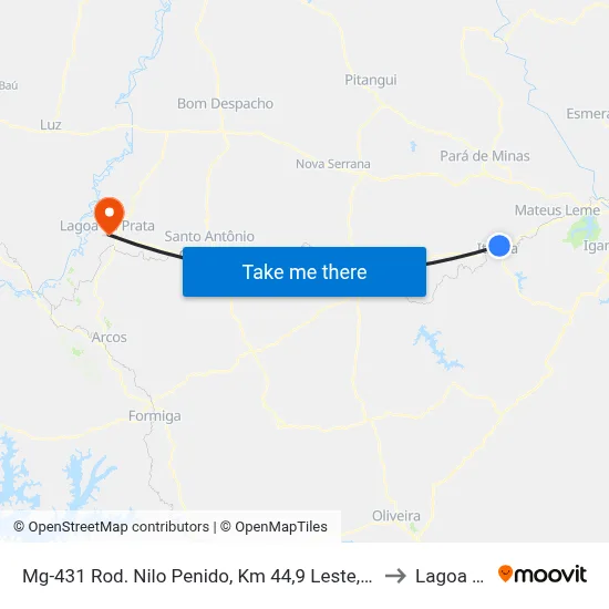 Mg-431 Rod. Nilo Penido, Km 44,9 Leste, Pista Marginal | Diamond Motel to Lagoa da Prata map