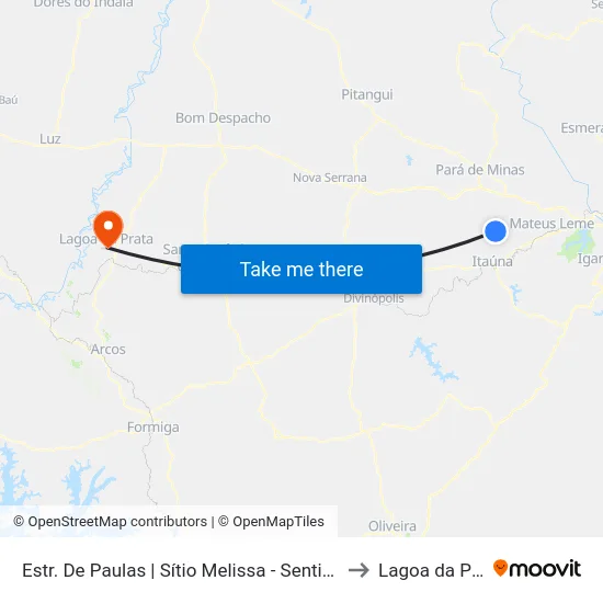 Estr. De Paulas | Sítio Melissa - Sentido Bairro to Lagoa da Prata map