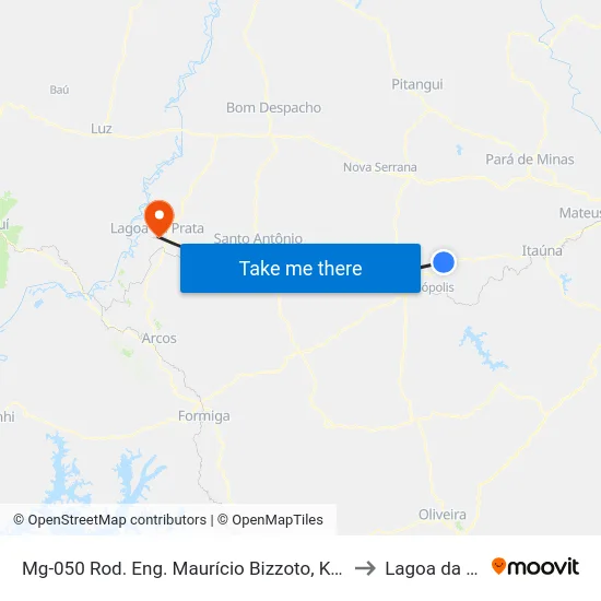 Mg-050 Rod. Eng. Maurício Bizzoto, Km 115 Oeste to Lagoa da Prata map