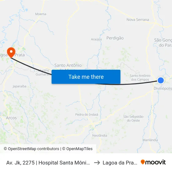 Av. Jk, 2275 | Hospital Santa Mônica to Lagoa da Prata map