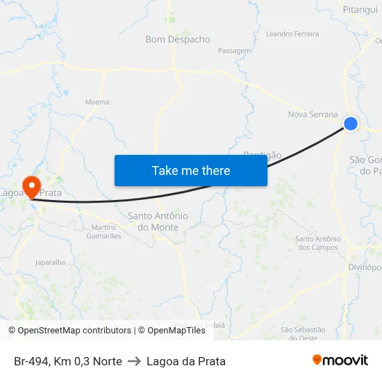 Br-494, Km 0,3 Norte to Lagoa da Prata map