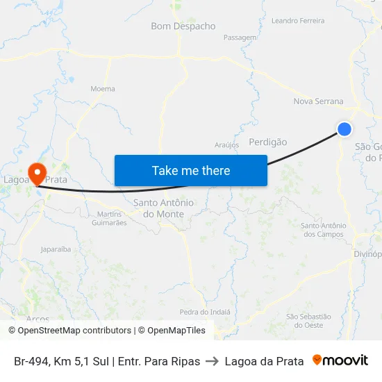Br-494, Km 5,1 Sul | Entr. Para Ripas to Lagoa da Prata map