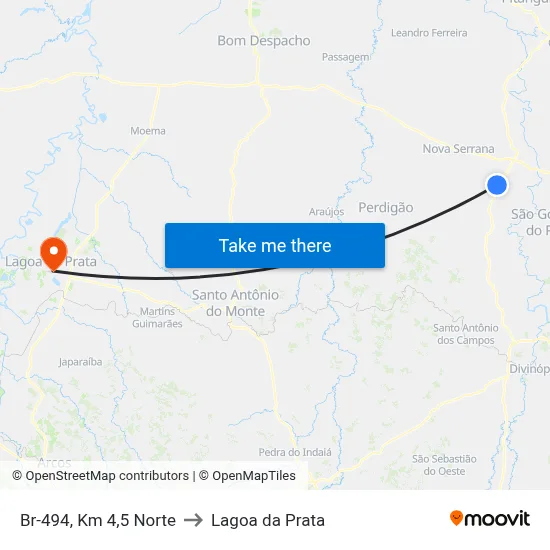 Br-494, Km 4,5 Norte to Lagoa da Prata map