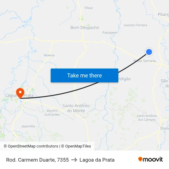 Rod. Carmem Duarte, 7355 to Lagoa da Prata map