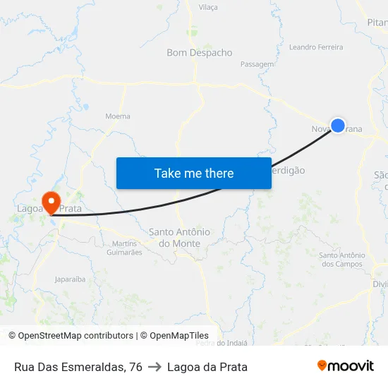 Rua Das Esmeraldas, 76 to Lagoa da Prata map
