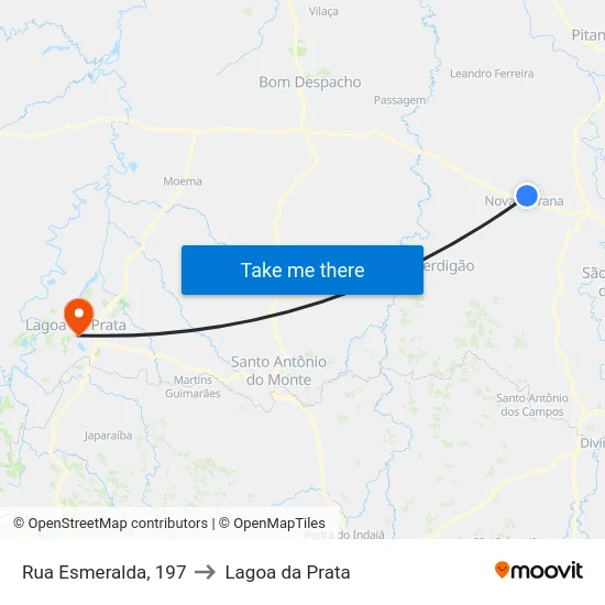 Rua Esmeralda, 197 to Lagoa da Prata map