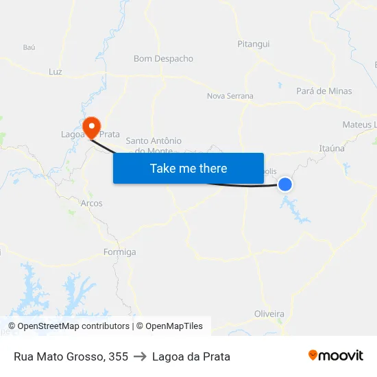Rua Mato Grosso, 355 to Lagoa da Prata map