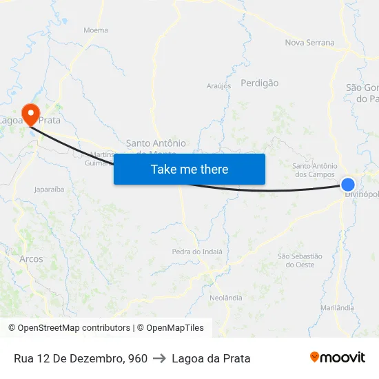 Rua 12 De Dezembro, 960 to Lagoa da Prata map