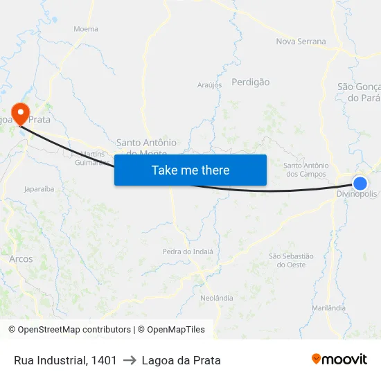 Rua Industrial, 1401 to Lagoa da Prata map
