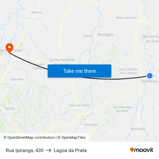 Rua Ipiranga, 430 to Lagoa da Prata map