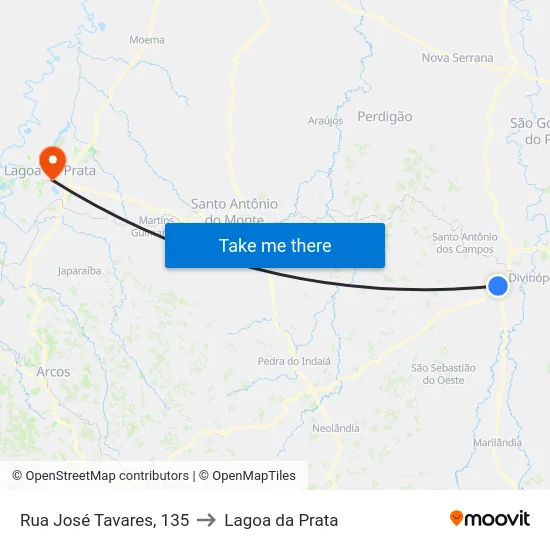 Rua José Tavares, 135 to Lagoa da Prata map