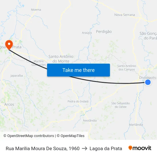 Rua Marília Moura De Souza, 1960 to Lagoa da Prata map