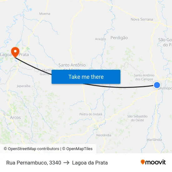 Rua Pernambuco, 3340 to Lagoa da Prata map