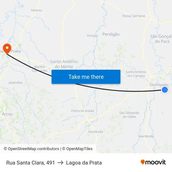 Rua Santa Clara, 491 to Lagoa da Prata map