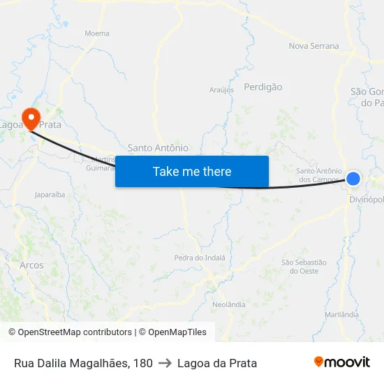 Rua Dalila Magalhães, 180 to Lagoa da Prata map