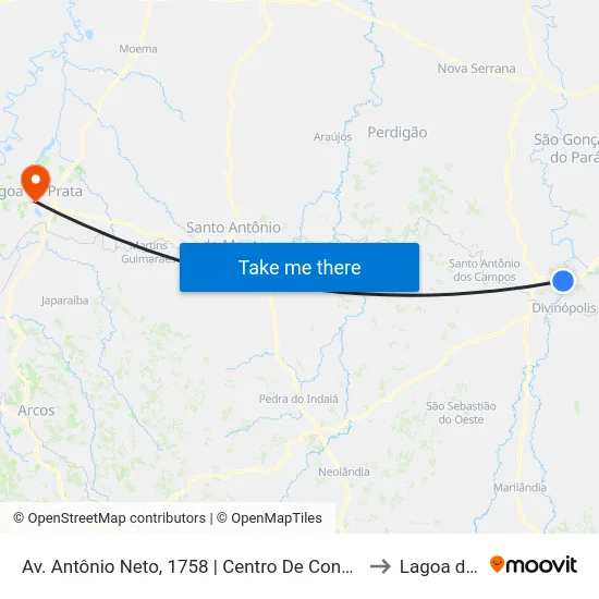 Av. Antônio Neto, 1758 | Centro De Convivência Salviano Avelar to Lagoa da Prata map