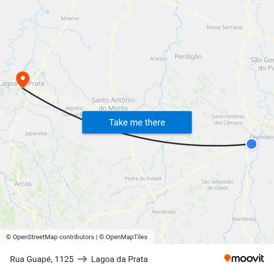 Rua Guapé, 1125 to Lagoa da Prata map